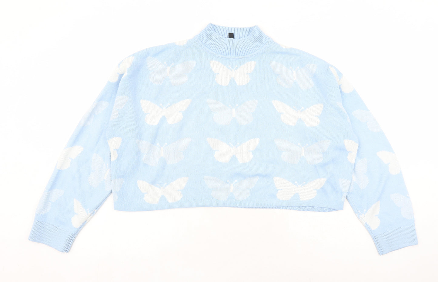 Divided by H&M Womens Black Mock Neck Geometric Acrylic Pullover Jumper Size M - Butterfly pattern