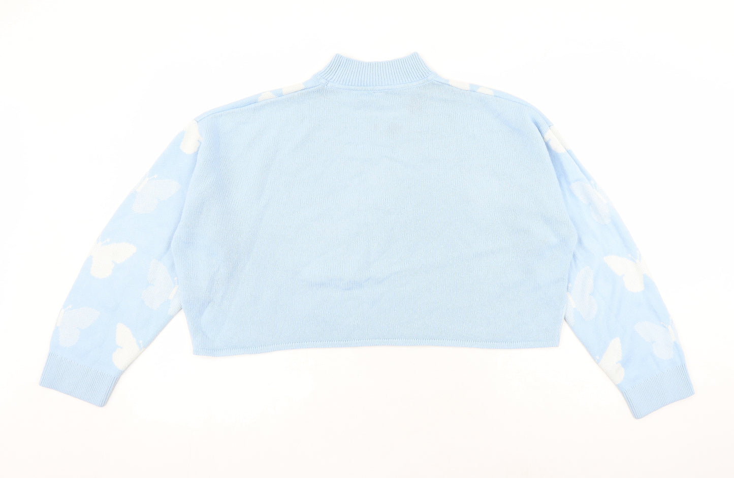 Divided by H&M Womens Black Mock Neck Geometric Acrylic Pullover Jumper Size M - Butterfly pattern