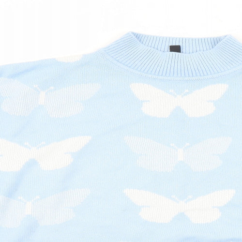 Divided by H&M Womens Black Mock Neck Geometric Acrylic Pullover Jumper Size M - Butterfly pattern