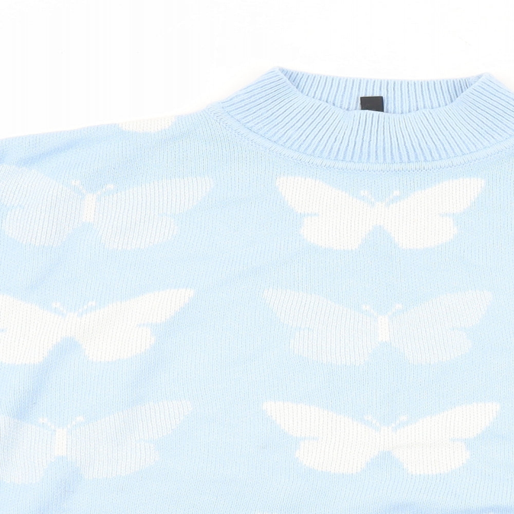 Divided by H&M Womens Black Mock Neck Geometric Acrylic Pullover Jumper Size M - Butterfly pattern