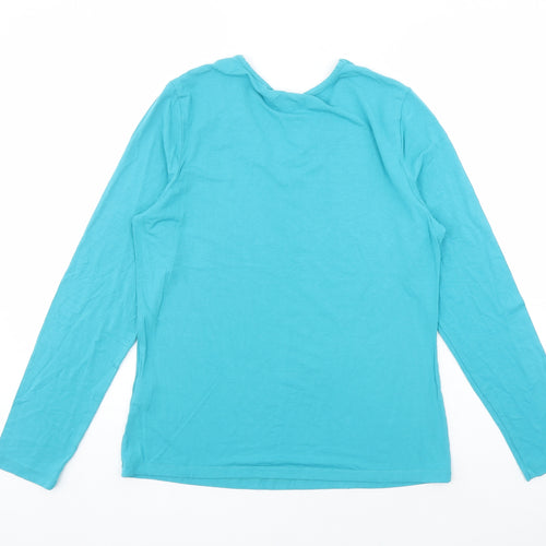 Lebek Womens Blue Viscose Basic T-Shirt Size 12 V-Neck