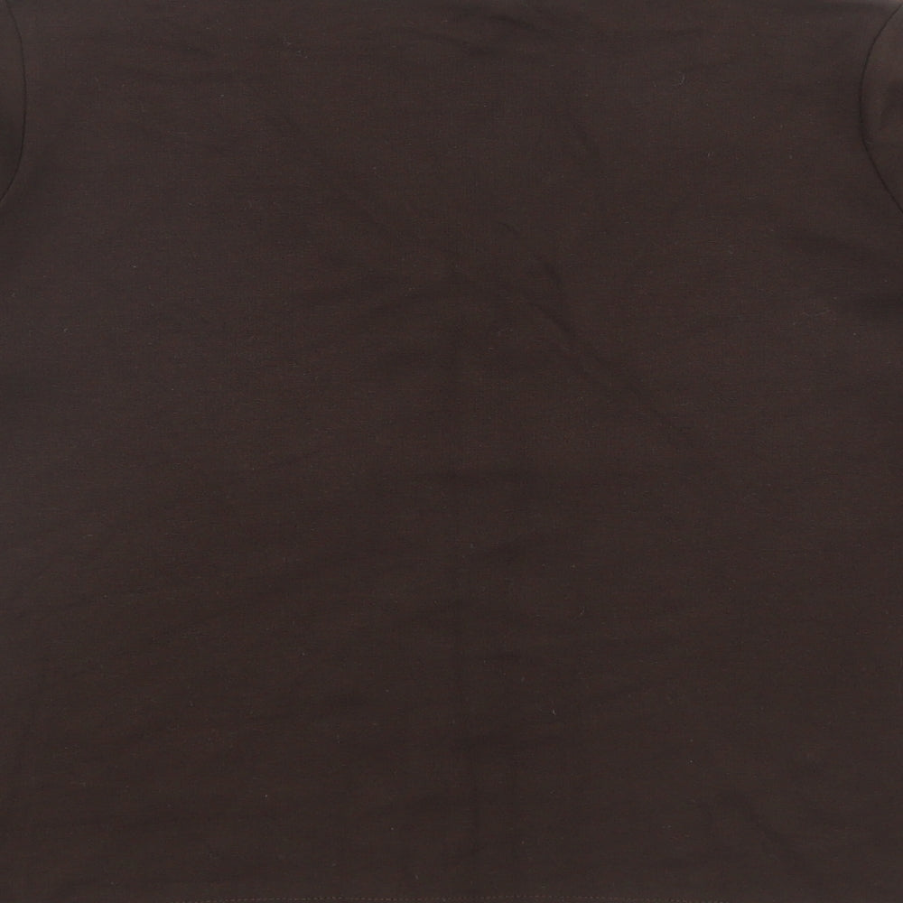 EWM Womens Brown Viscose Basic T-Shirt Size 14 V-Neck - Size 14-16