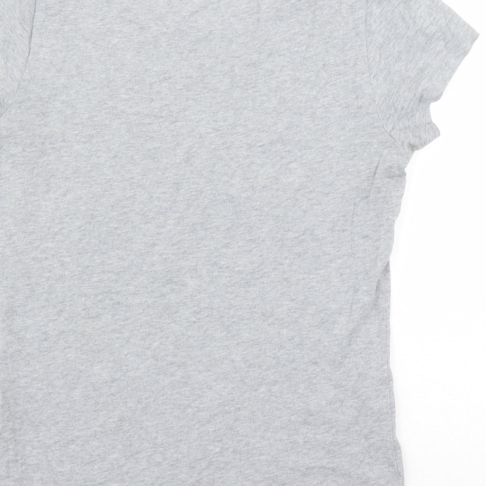 MONOPOLY Womens Grey Cotton Basic T-Shirt Size S Round Neck