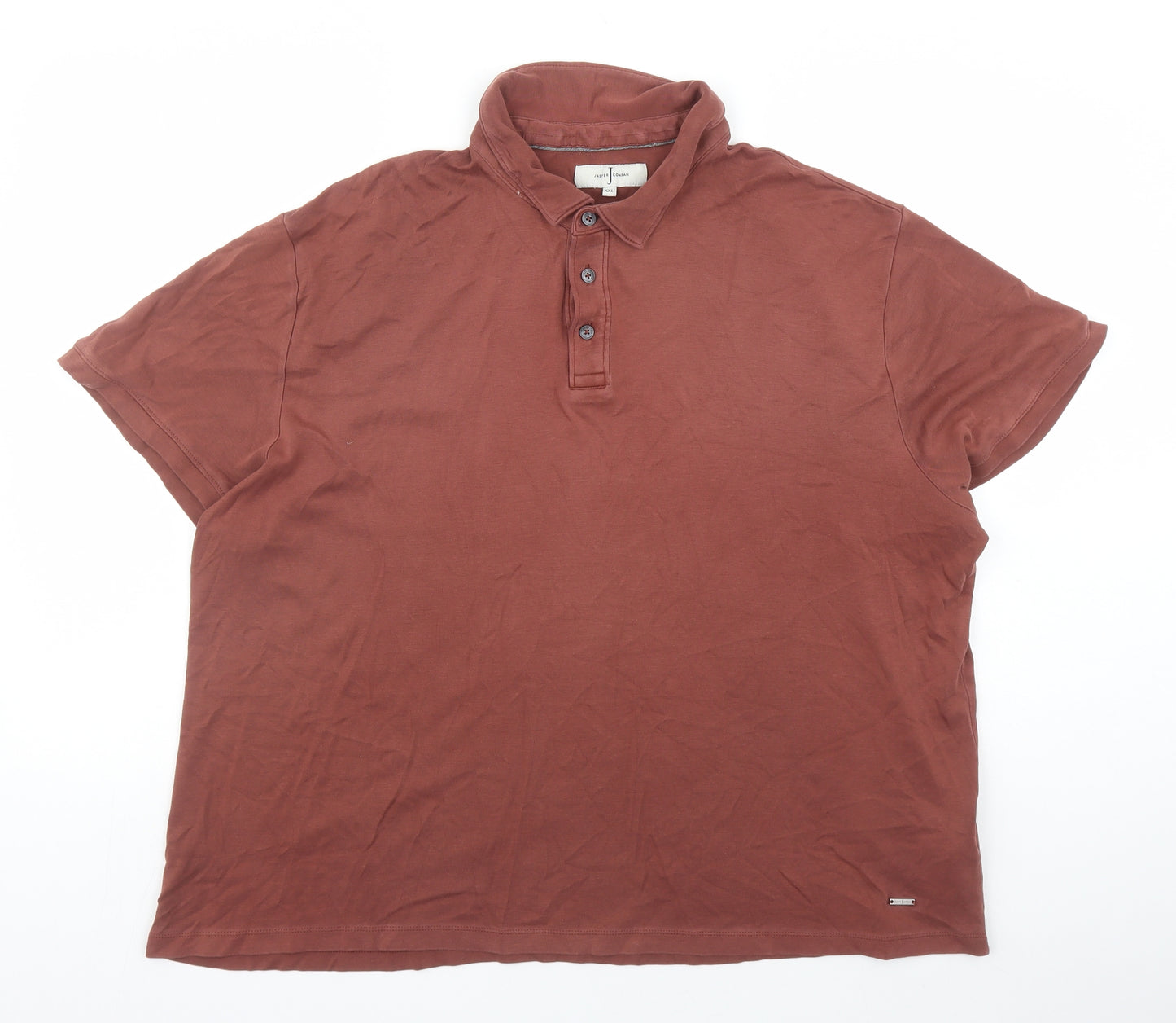 Jasper Conran Mens Brown Cotton Polo Size 2XL Collared Button