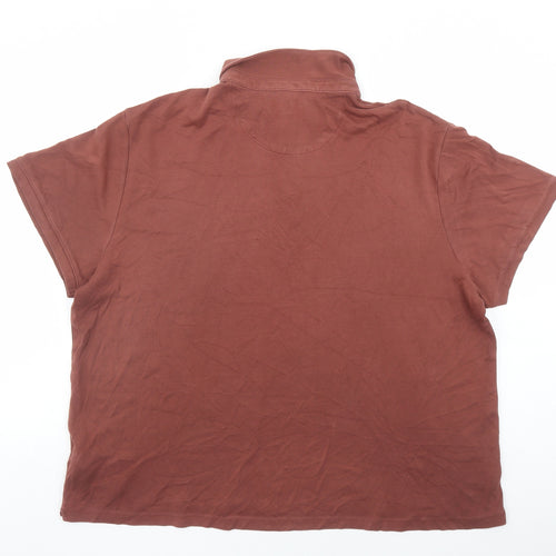 Jasper Conran Mens Brown Cotton Polo Size 2XL Collared Button