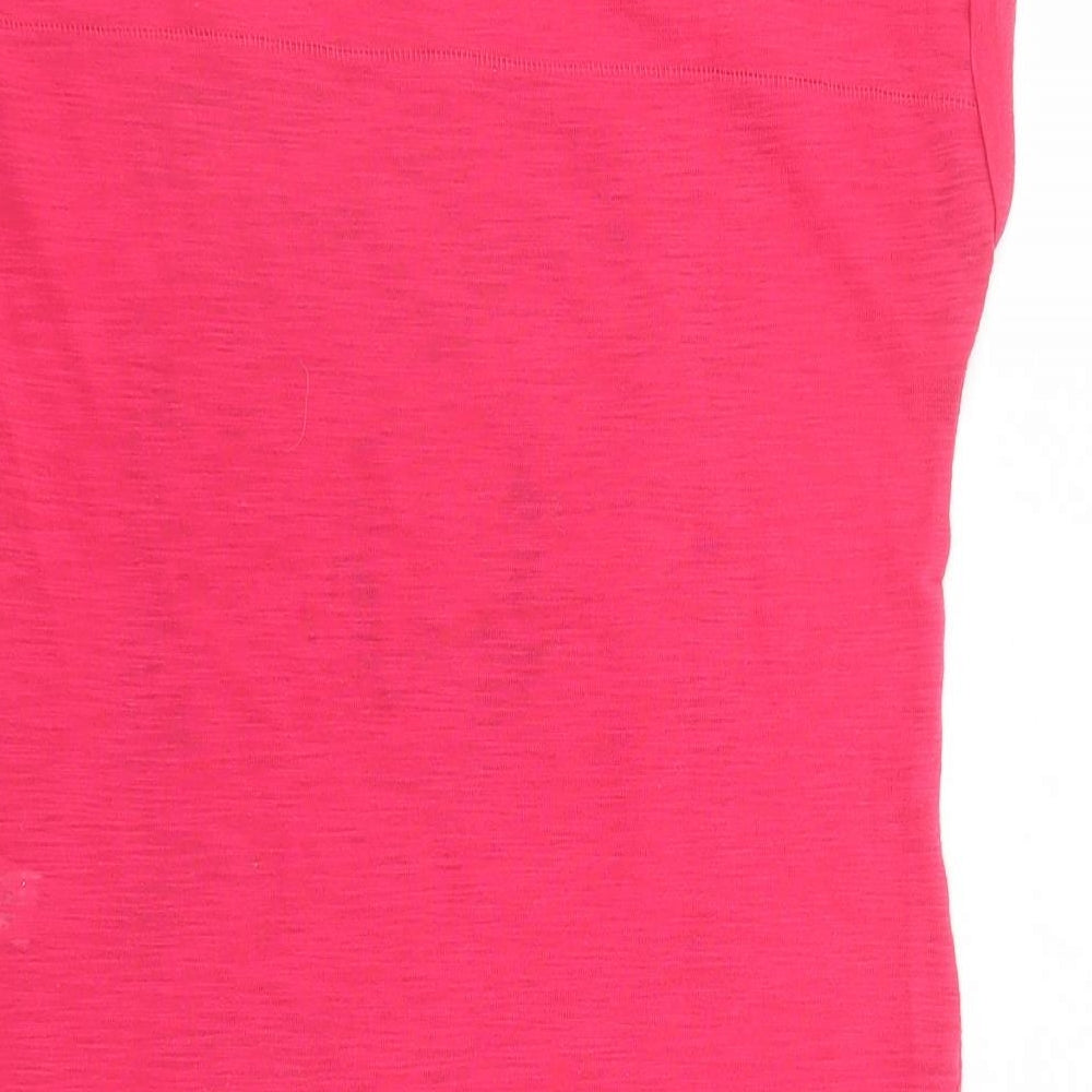 NEXT Womens Pink Polyester Basic T-Shirt Size 8 Round Neck - Love Long line Side split