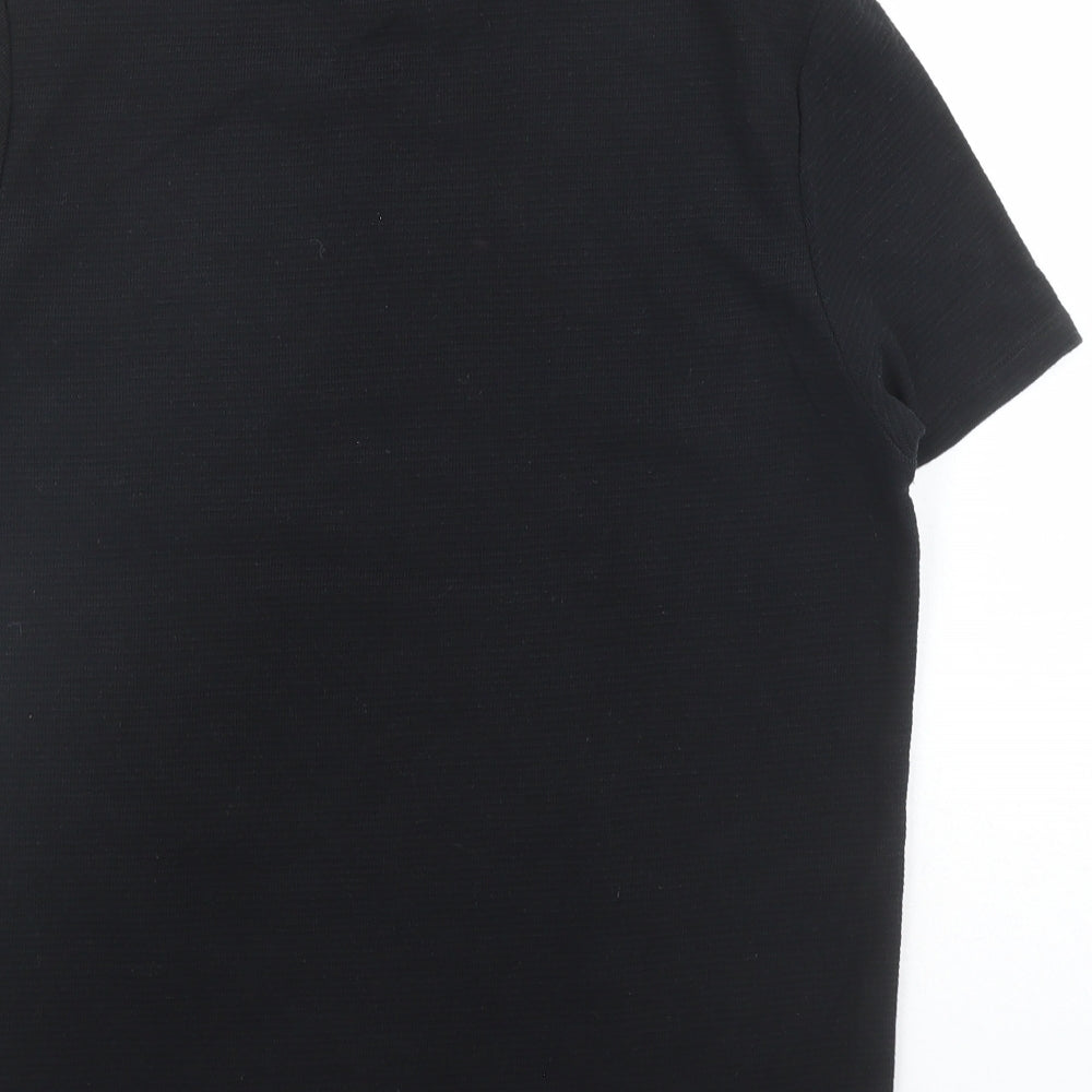Zara Mens Black Polyester T-Shirt Size M Round Neck