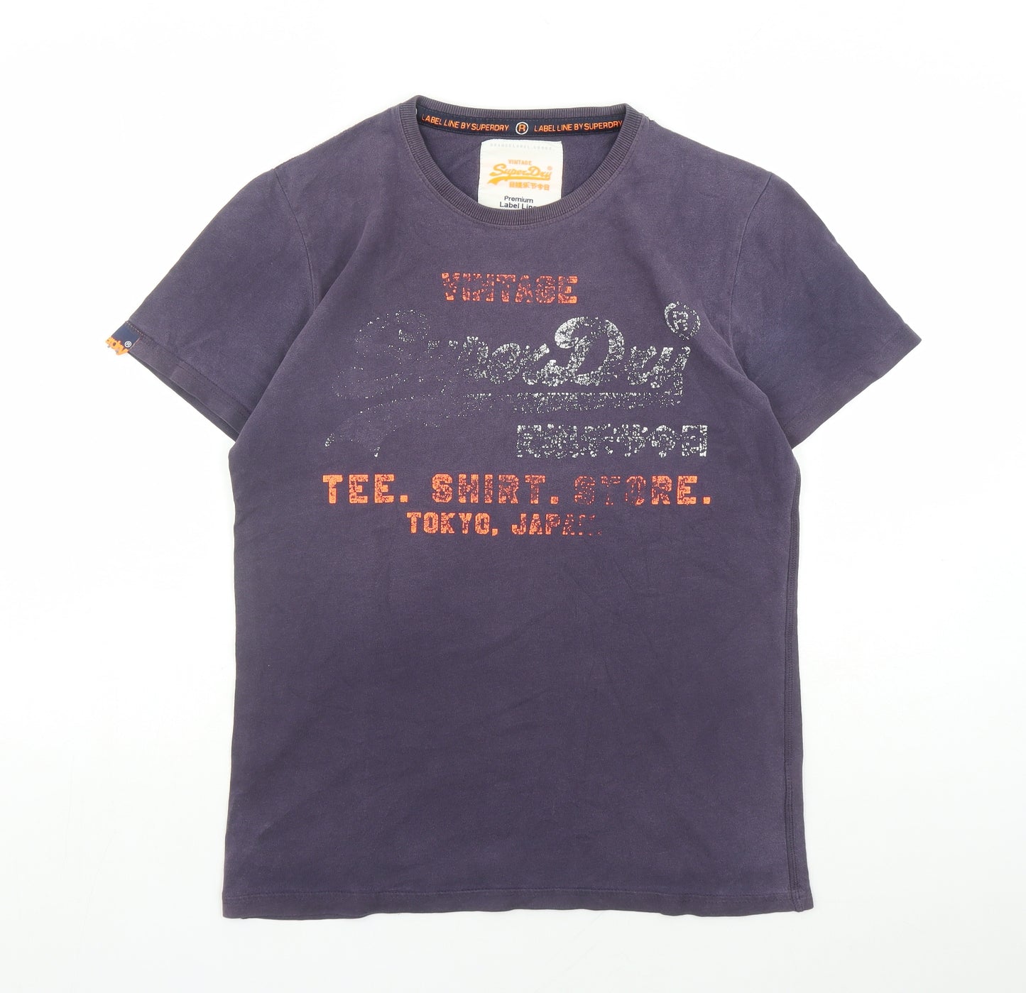 Superdry Mens Blue Cotton T-Shirt Size M Round Neck