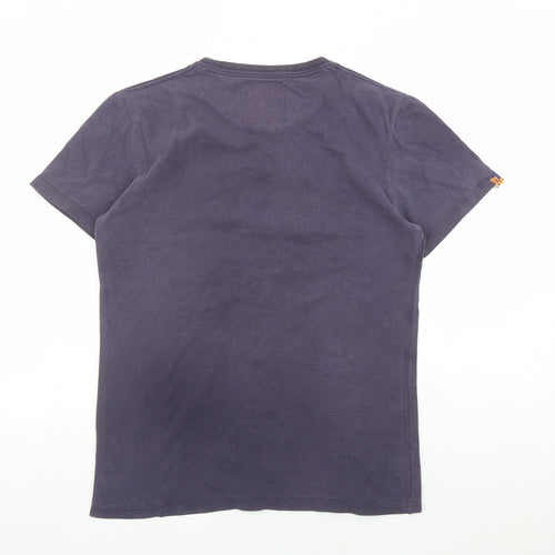 Superdry Mens Blue Cotton T-Shirt Size M Round Neck