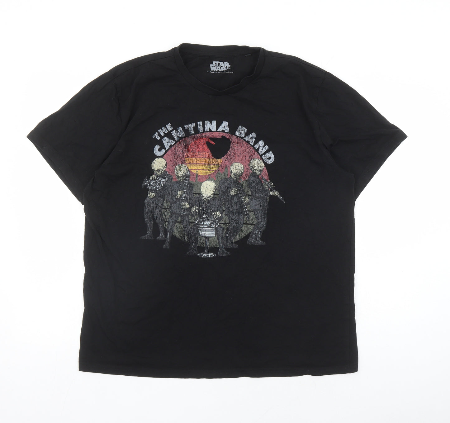 Star Wars Mens Black Cotton T-Shirt Size XL Round Neck - The Cantina Band