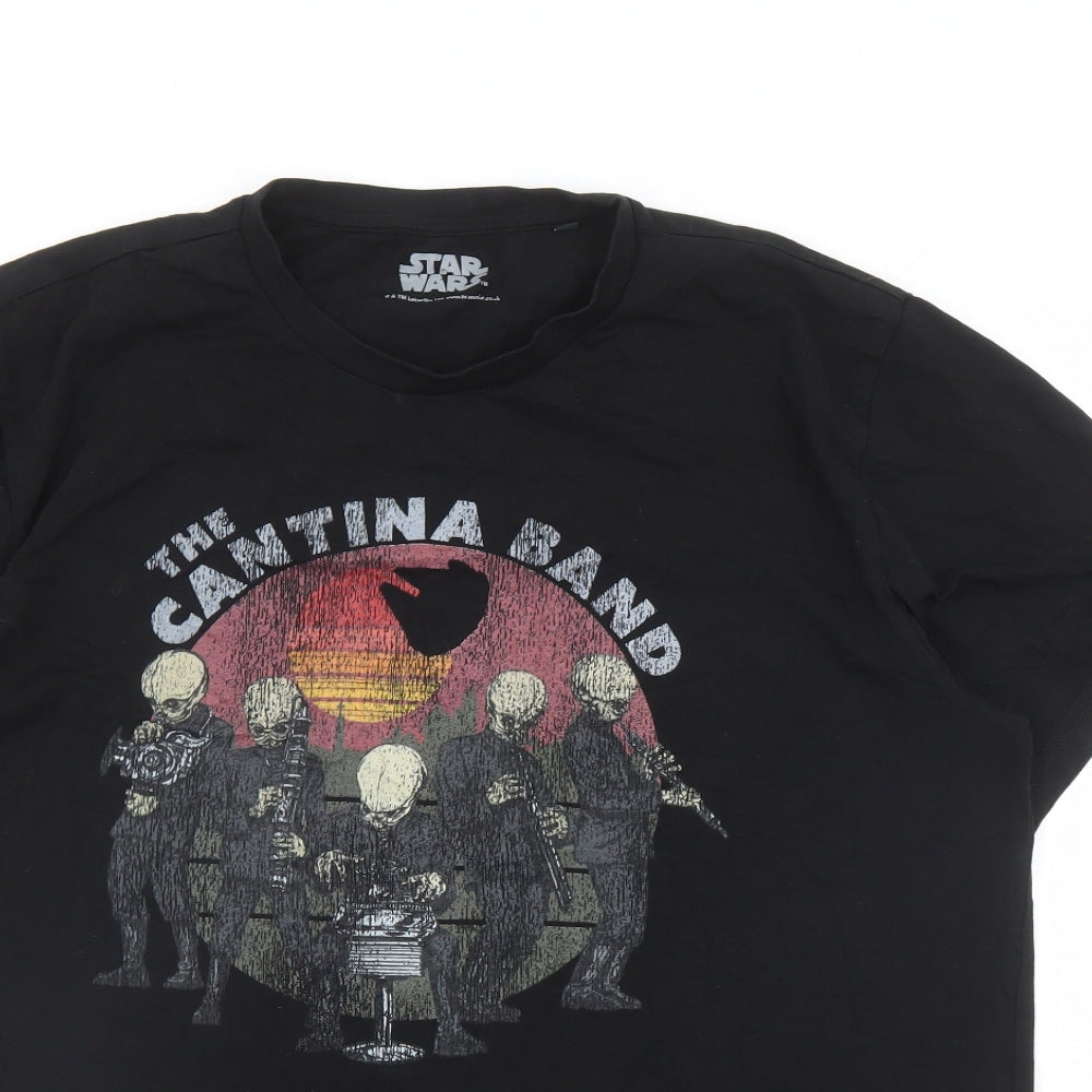 Star Wars Mens Black Cotton T-Shirt Size XL Round Neck - The Cantina Band