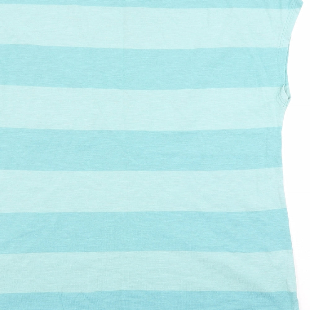 NEXT Womens Green Striped Cotton Basic T-Shirt Size 14 Round Neck
