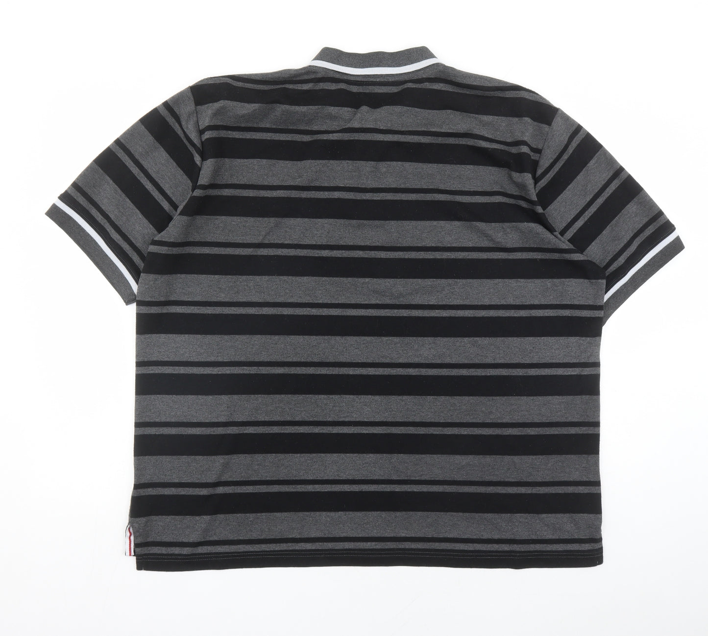 Slazenger Mens Black Striped Polyester Polo Size 2XL Collared Button