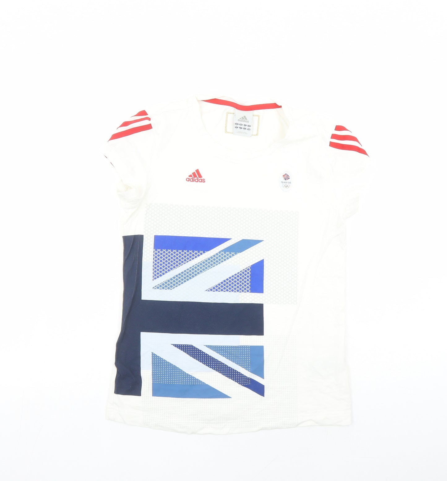 adidas Womens White Cotton Basic T-Shirt Size 10 Round Neck Pullover - Team GB
