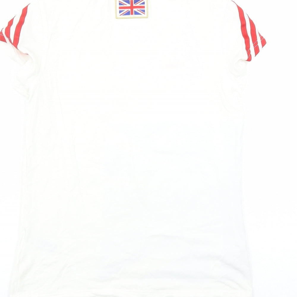 adidas Womens White Cotton Basic T-Shirt Size 10 Round Neck Pullover - Team GB