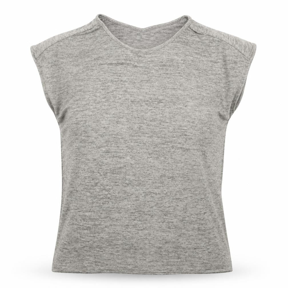 Front view of Warehouse women’s gold polyester basic blouse, size UK 10, scoop neck
