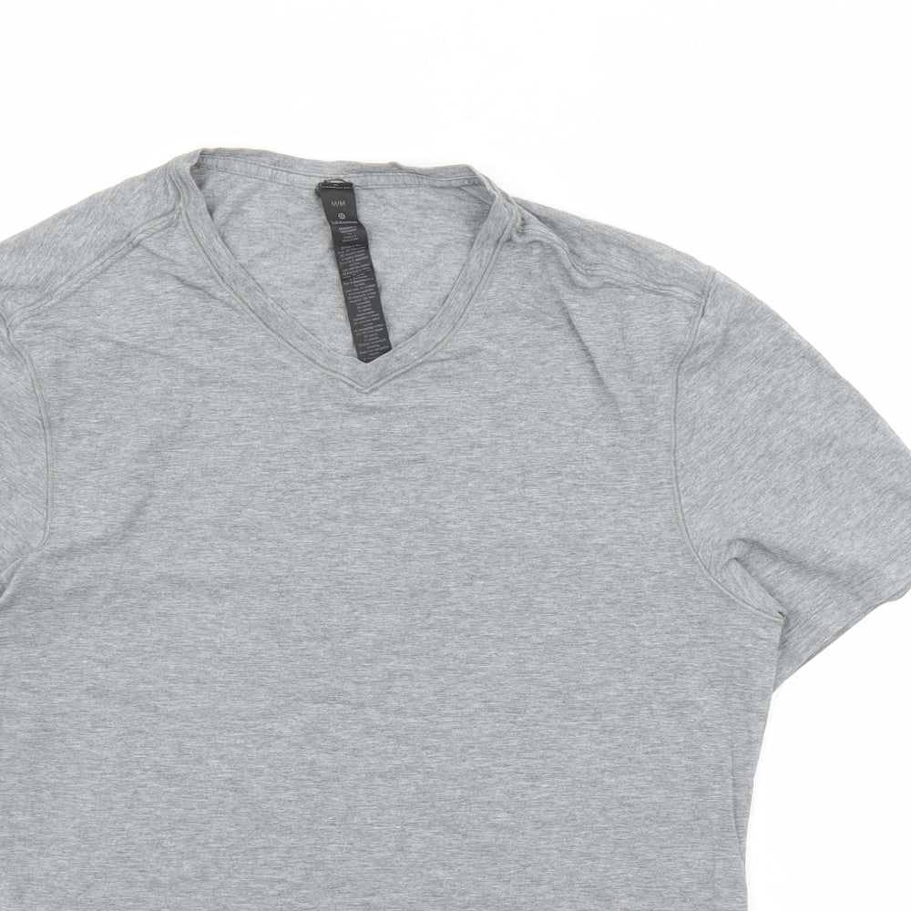 Lululemon Womens Grey Cotton Basic T-Shirt Size M V-Neck