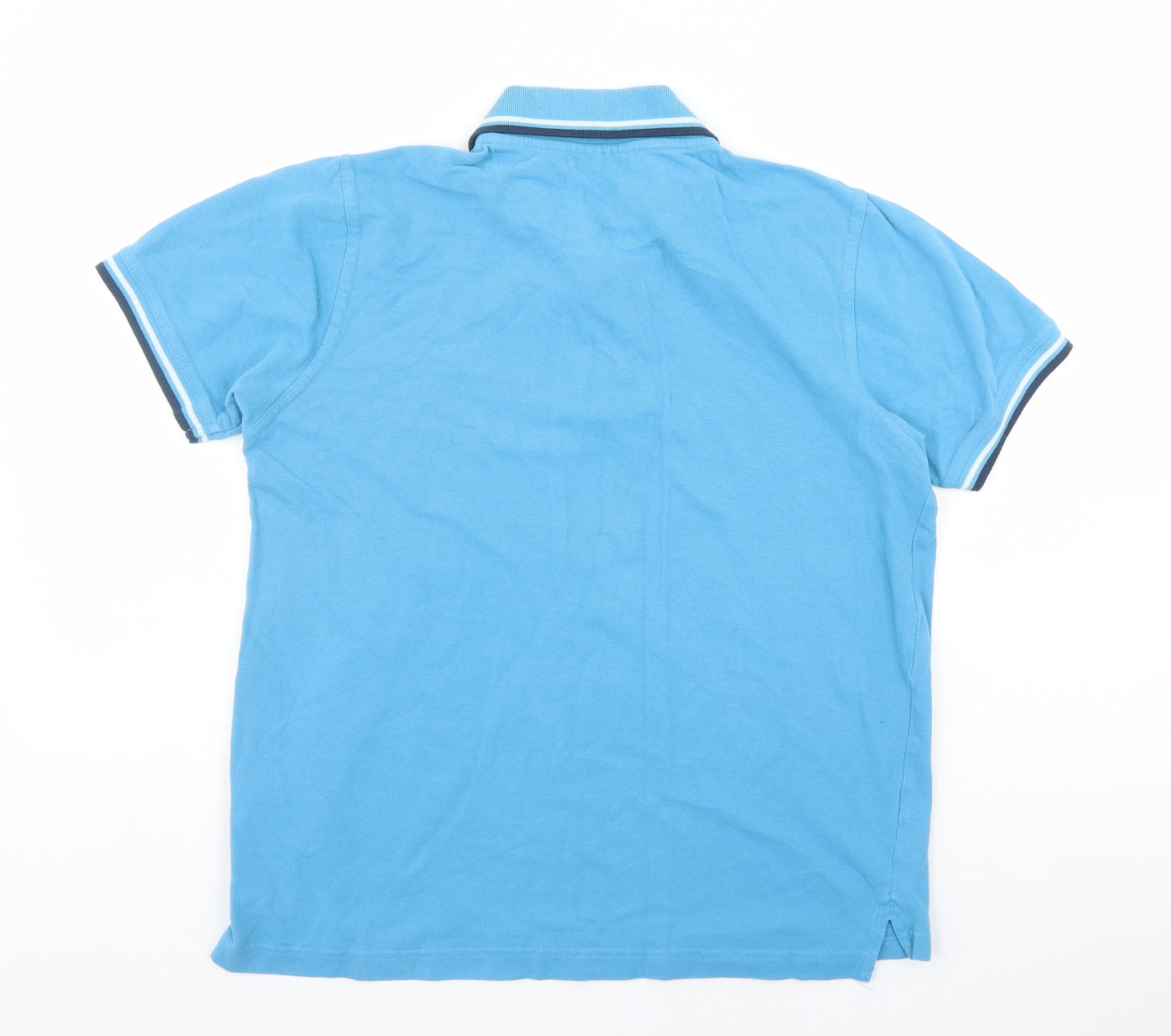 Pierre Cardin Mens Blue Cotton Polo Size L Collared Button