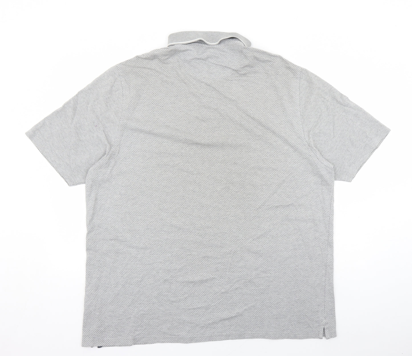 Marks and Spencer Mens Grey Geometric Cotton Polo Size 2XL Collared Button