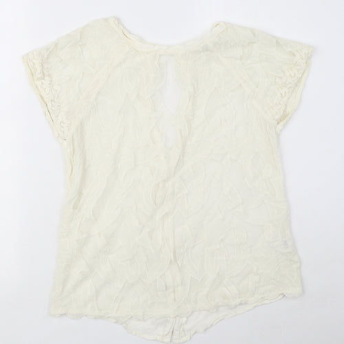 River Island Womens Ivory Viscose Basic Blouse Size 10 Round Neck