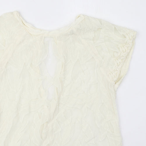 River Island Womens Ivory Viscose Basic Blouse Size 10 Round Neck