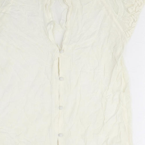 River Island Womens Ivory Viscose Basic Blouse Size 10 Round Neck