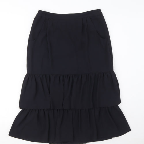 Carre Womens Blue Polyester A-Line Skirt Size 10 Zip - Layered Pockets