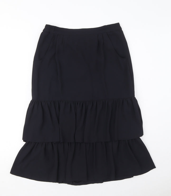 Carre Womens Blue Polyester A-Line Skirt Size 10 Zip - Layered Pockets