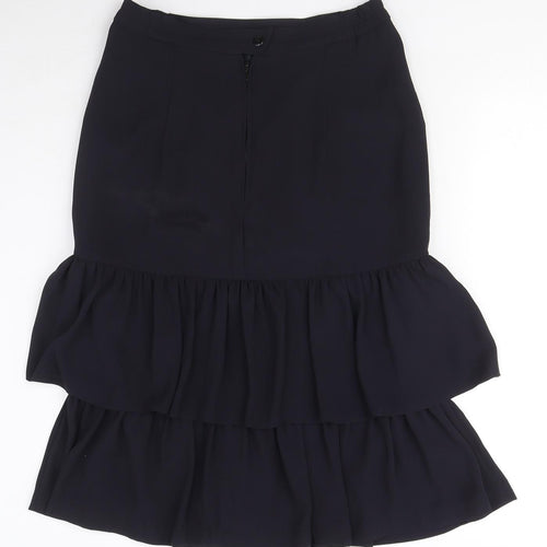 Carre Womens Blue Polyester A-Line Skirt Size 10 Zip - Layered Pockets