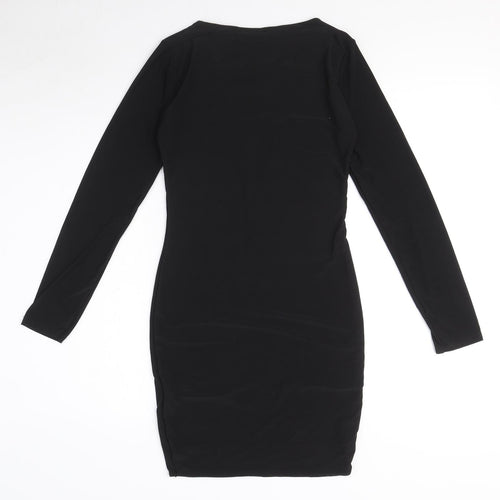 Mary Jane Fashion Womens Black Polyester Mini Size 10 V-Neck Pullover - Lace up Neck Detail