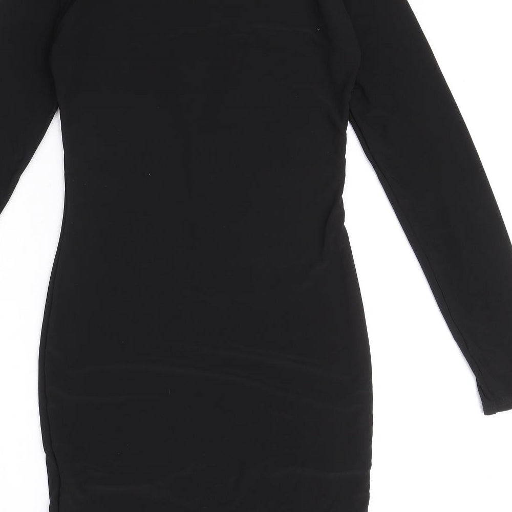 Mary Jane Fashion Womens Black Polyester Mini Size 10 V-Neck Pullover - Lace up Neck Detail