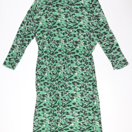 Marks and Spencer Womens Green Geometric Polyester Maxi Size 22 Round Neck Pullover - Under Layer