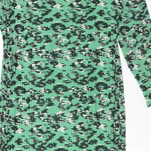 Marks and Spencer Womens Green Geometric Polyester Maxi Size 22 Round Neck Pullover - Under Layer