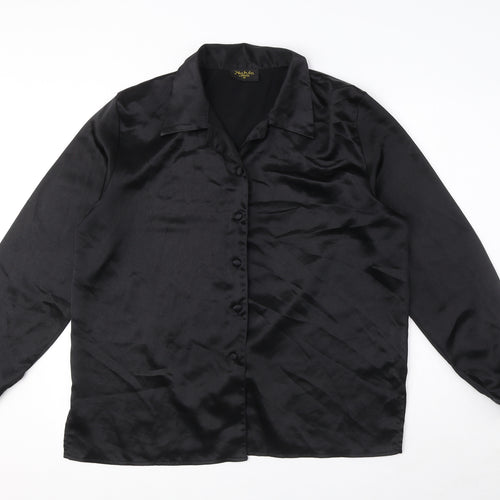 Nahila London Womens Black Polyester Basic Button-Up Size 18 Collared