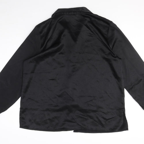 Nahila London Womens Black Polyester Basic Button-Up Size 18 Collared
