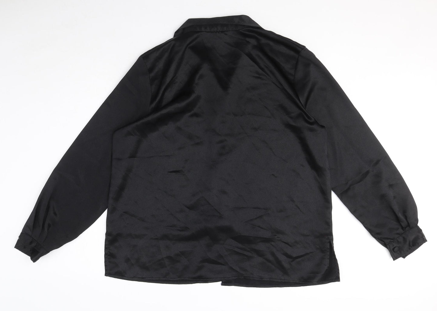 Nahila London Womens Black Polyester Basic Button-Up Size 18 Collared