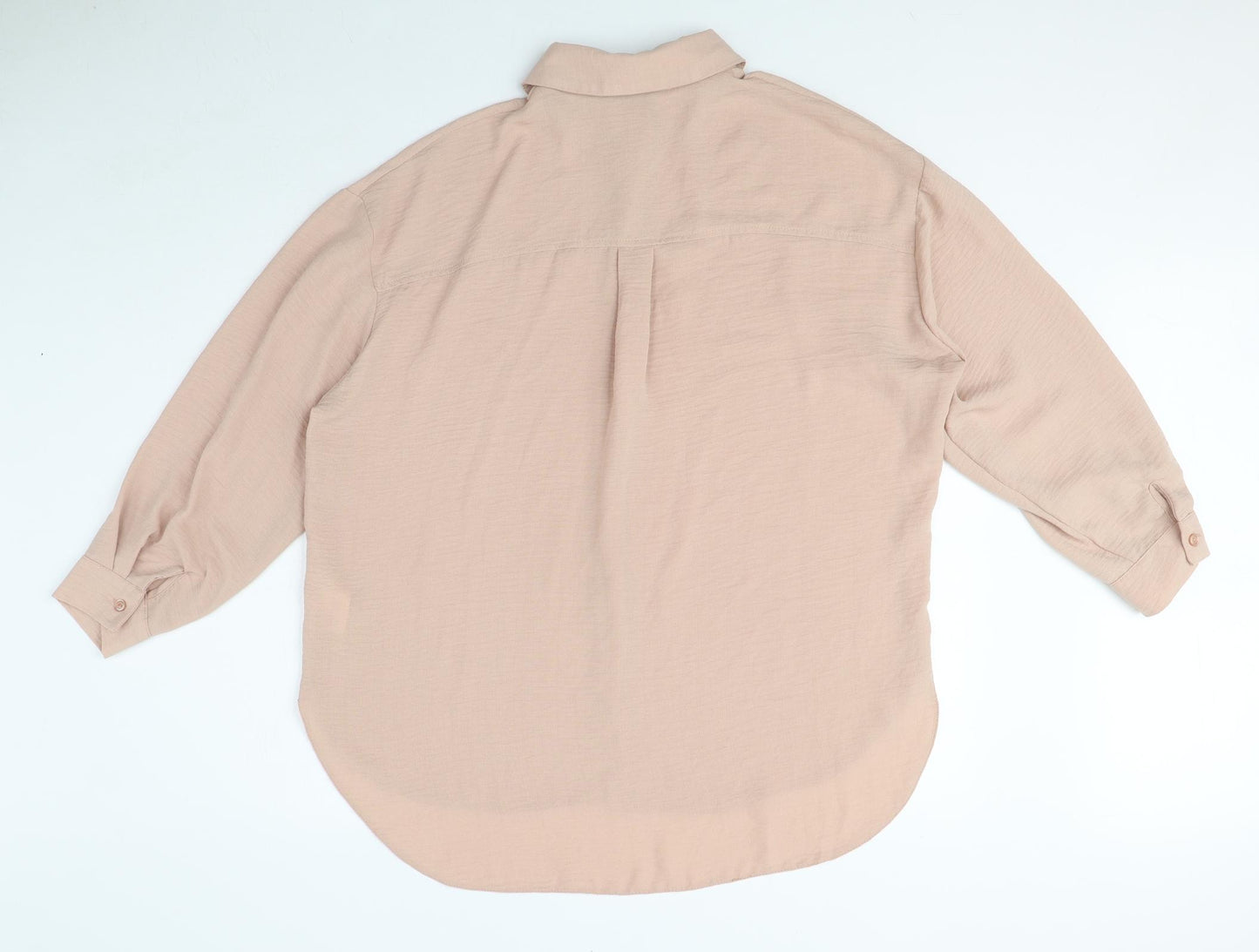 New Look Womens Pink Polyester Basic Button-Up Size 8 Collared - Oversized