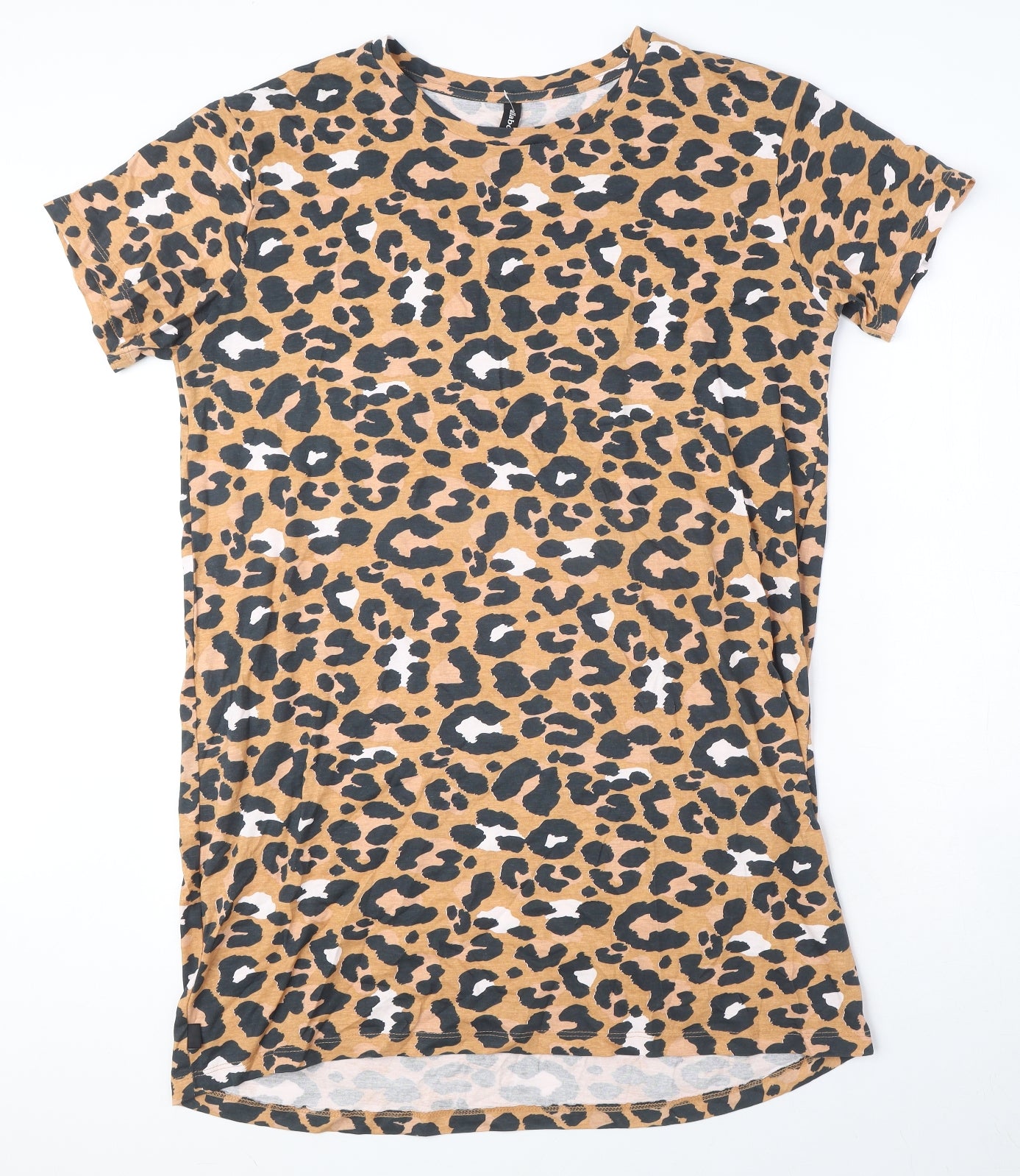 All About Eve Womens Orange Animal Print 100% Cotton T-Shirt Dress Size 14 Round Neck Pullover - Leopard print
