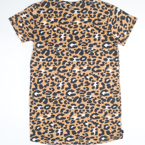 All About Eve Womens Orange Animal Print 100% Cotton T-Shirt Dress Size 14 Round Neck Pullover - Leopard print