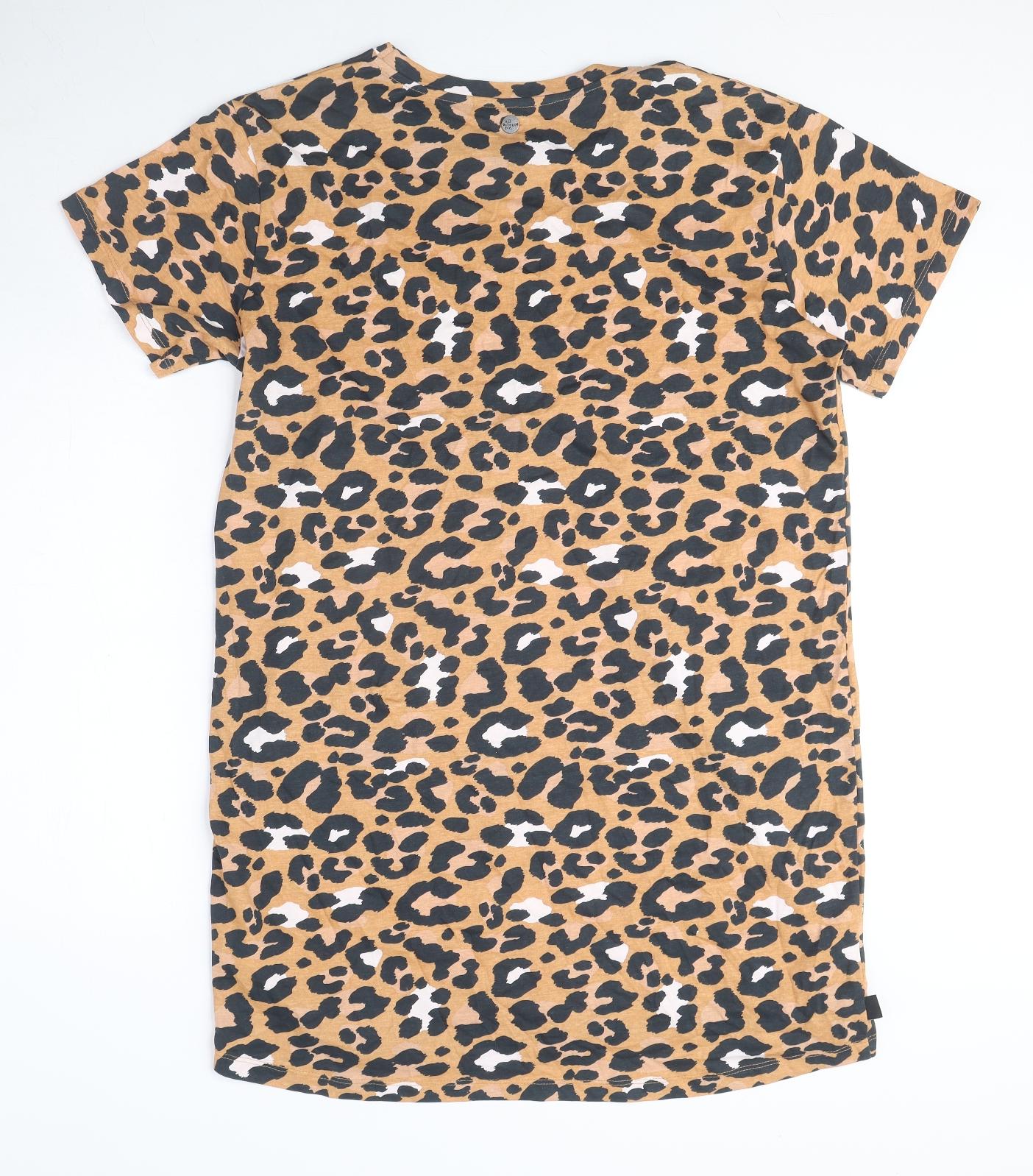 All About Eve Womens Orange Animal Print 100% Cotton T-Shirt Dress Size 14 Round Neck Pullover - Leopard print