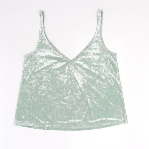 H&M Womens Green Polyester Camisole Blouse Size S V-Neck