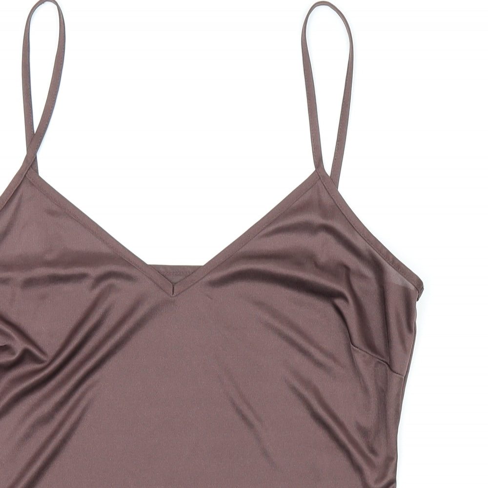 Wallis Womens Brown Nylon Camisole Tank Size 10 V-Neck
