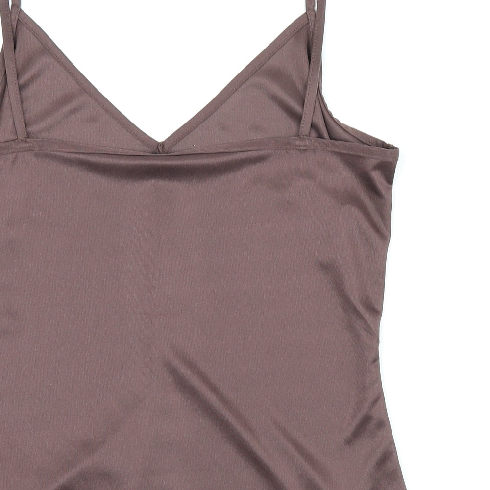 Wallis Womens Brown Nylon Camisole Tank Size 10 V-Neck