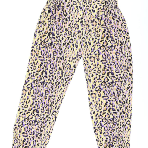 Tigerlily Womens Yellow Animal Print Polyester Bloomer Trousers Size 8 L28 in Regular - Leopard Print