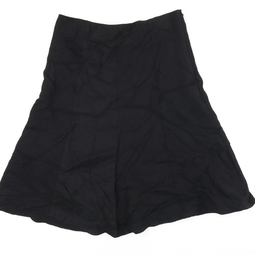 Oasis Womens Black Linen Swing Skirt Size 12 Zip