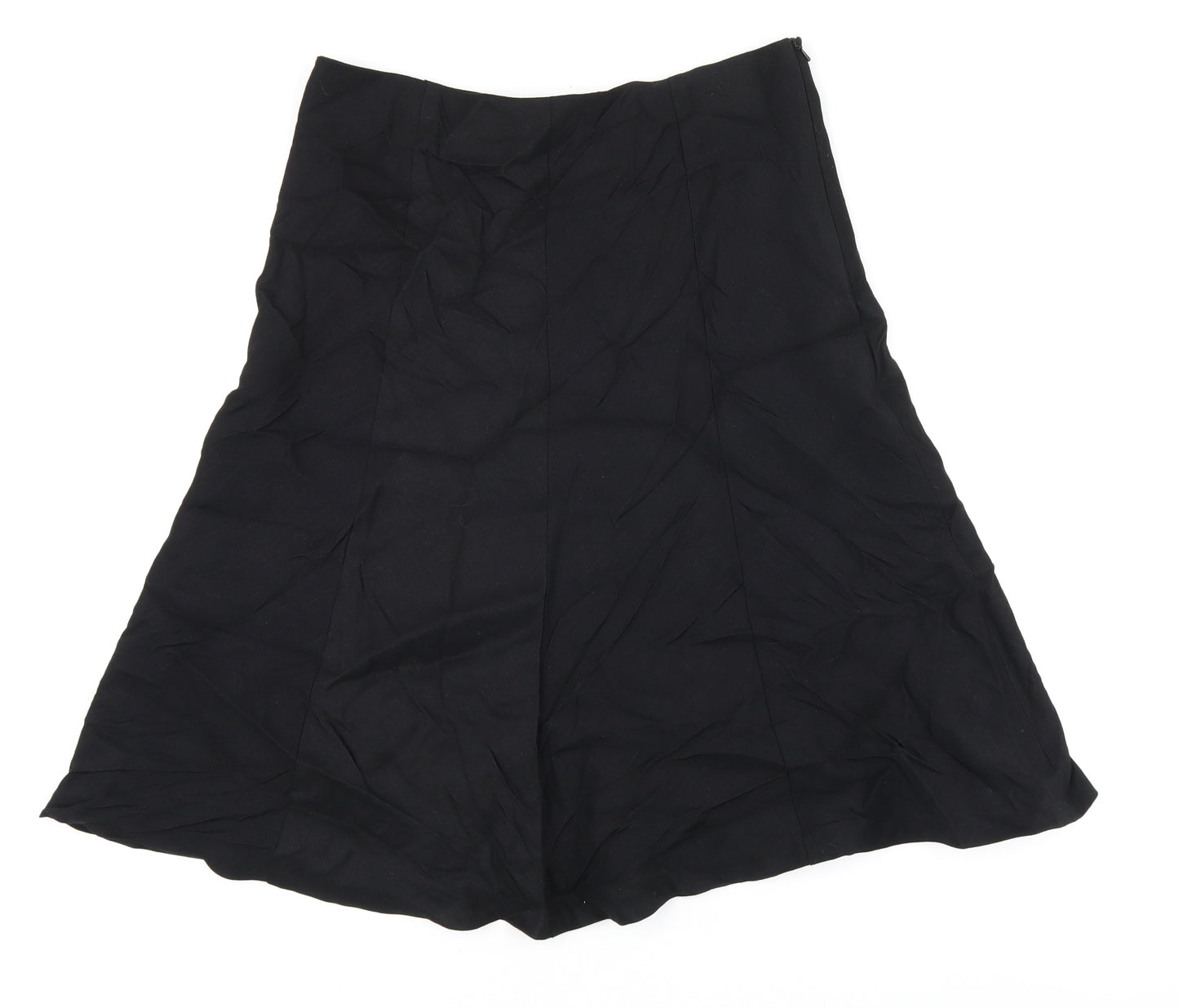 Oasis Womens Black Linen Swing Skirt Size 12 Zip