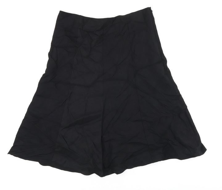 Oasis Womens Black Linen Swing Skirt Size 12 Zip