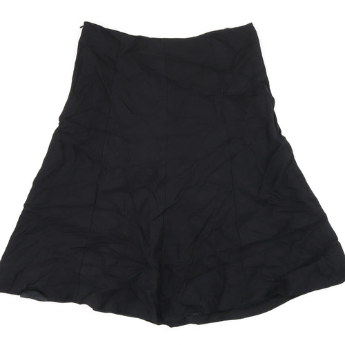 Oasis Womens Black Linen Swing Skirt Size 12 Zip