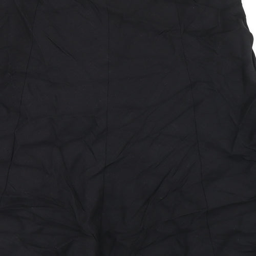 Oasis Womens Black Linen Swing Skirt Size 12 Zip