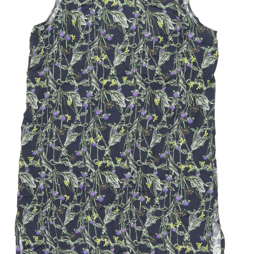 Topshop Womens Blue Floral Viscose Kimono Blouse Size 10 Square Neck